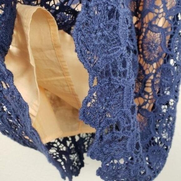 Chemieux crochet shift dress navy size Medium - Picture 7 of 8